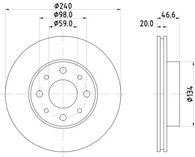 Disque de frein HELLA 8DD 355 105-881