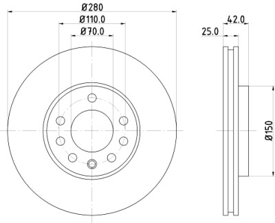 Disque de frein HELLA 8DD 355 106-071