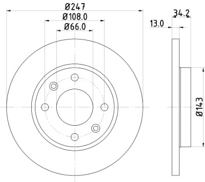 Disque de frein HELLA 8DD 355 106-191