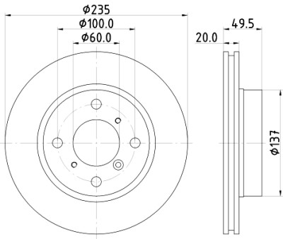 Disque de frein HELLA 8DD 355 106-231
