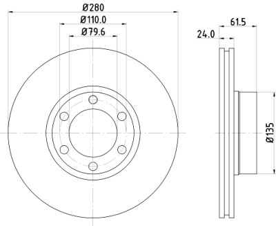 Disque de frein HELLA 8DD 355 106-611
