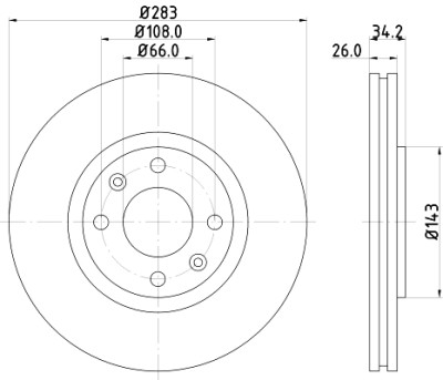 Disque de frein HELLA 8DD 355 108-371