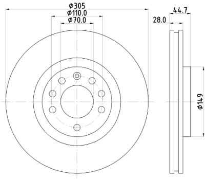 Disque de frein HELLA 8DD 355 113-541