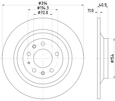 Disque de frein HELLA 8DD 355 114-501