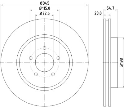 Disque de frein HELLA 8DD 355 115-471