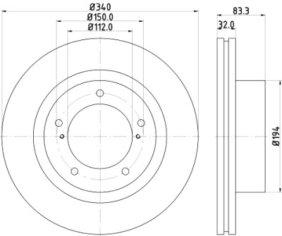 Disque de frein HELLA 8DD 355 116-551