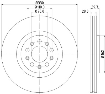 Disque de frein HELLA 8DD 355 116-651