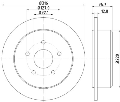 Disque de frein HELLA 8DD 355 117-101