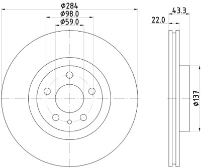 Disque de frein HELLA 8DD 355 118-411