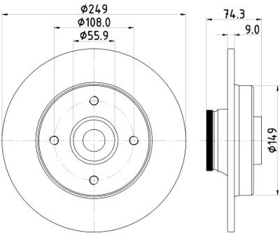 Disque de frein HELLA 8DD 355 123-301