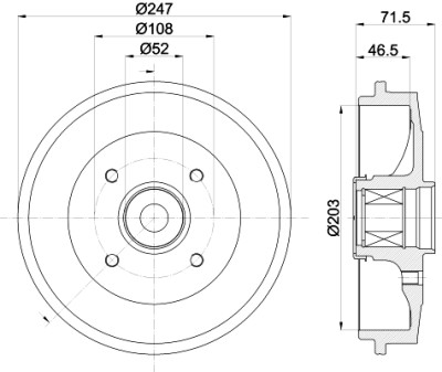 Jeu de tambours de frein HELLA 8DT 355 302-781