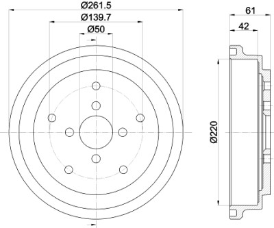 Jeu de tambours de frein HELLA 8DT 355 302-981