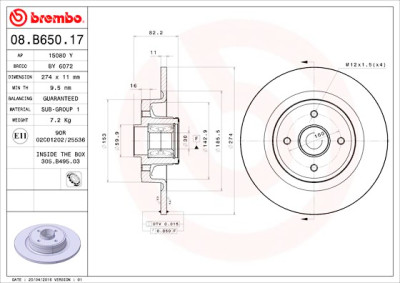 Jeu de disques de frein BREMBO 08.B650.17