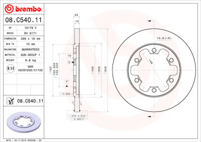 Jeu de disques de frein BREMBO 08.C540.11