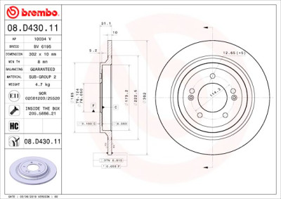Jeu de disques de frein BREMBO 08.D430.11
