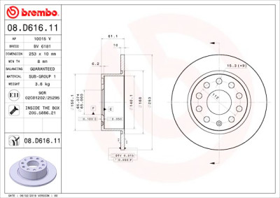 Jeu de disques de frein BREMBO 08.D616.11