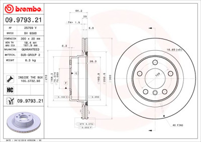 Jeu de disques de frein BREMBO 09.9793.21