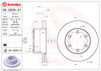 Disque de frein BREMBO 09.C639.21