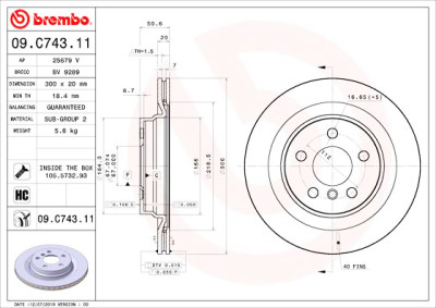 Jeu de disques de frein BREMBO 09.C743.11