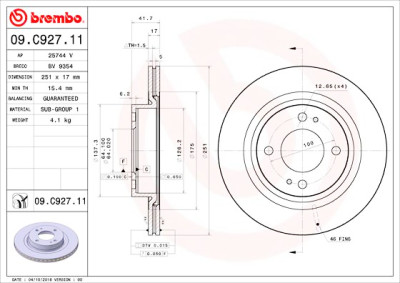 Jeu de disques de frein BREMBO 09.C927.11