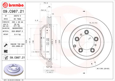 Jeu de disques de frein BREMBO 09.C987.21