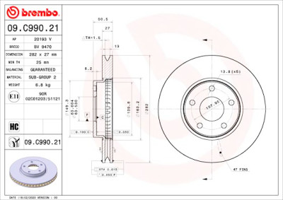Jeu de disques de frein BREMBO 09.C990.21