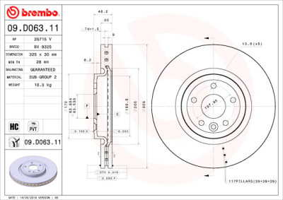 Disque de frein BREMBO 09.D063.11