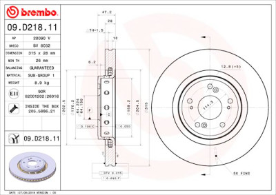 Disque de frein BREMBO 09.D218.11