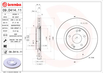 Jeu de disques de frein BREMBO 09.D414.11