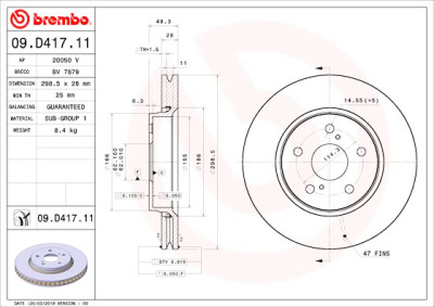 Jeu de disques de frein BREMBO 09.D417.11
