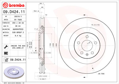 Jeu de disques de frein BREMBO 09.D424.11