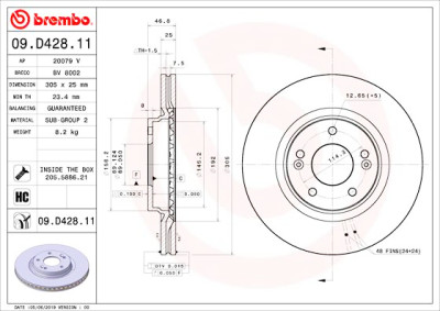 Jeu de disques de frein BREMBO 09.D428.11