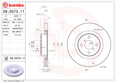 Jeu de disques de frein BREMBO 09.D573.11