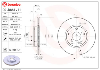Jeu de disques de frein BREMBO 09.D881.11