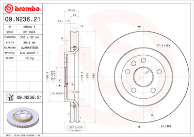 Disque de frein BREMBO 09.N236.21