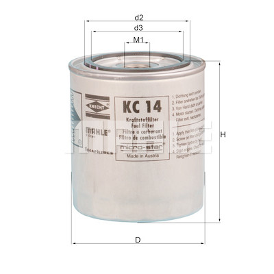 Filtre à carburant MAHLE ORIGINAL KC 14