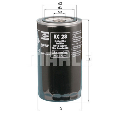 Filtre à carburant MAHLE ORIGINAL KC 28