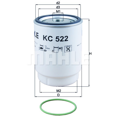 Filtre à carburant MAHLE ORIGINAL KC 522D