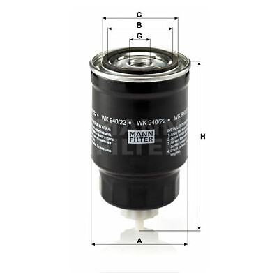 Filtre à carburant MANN-FILTER WK 940/22
