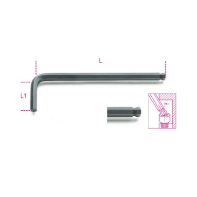 Clé hexagonale, coudée, tête sphérique, brunie 12 MM
