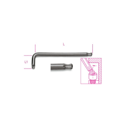 Clé coudée à tête sphérique, modèle long, pour vis à tête creuse Torx® T25