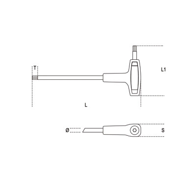 Clé mâle coudée avec manche pour vis à six pans creux Torx® T7