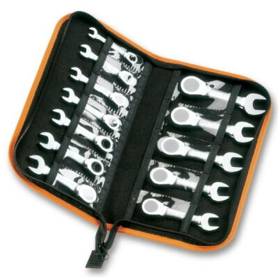 Jeu de 12 clés mixtes courtes à cliquet en coffret