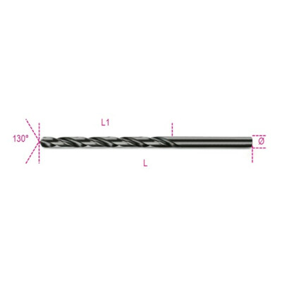 Foret série longue en acier HSS entièrement rectifié bruni diamètre 2,5 MM