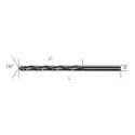 Foret série longue en acier HSS entièrement rectifié bruni diamètre 7 MM