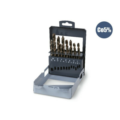 Jeu de 19 forets acier HSS-CO 5%