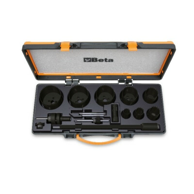 Assortiment de scies cloches et accessoires pour électriciens en coffret métal