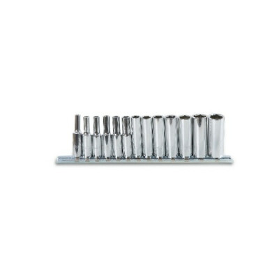 Jeu de clés à douilles longues avec douille carrée femelle 1/4", chromée
