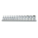 Jeu de douilles carrées 1/4&quot;, multi-cannelures, chromées