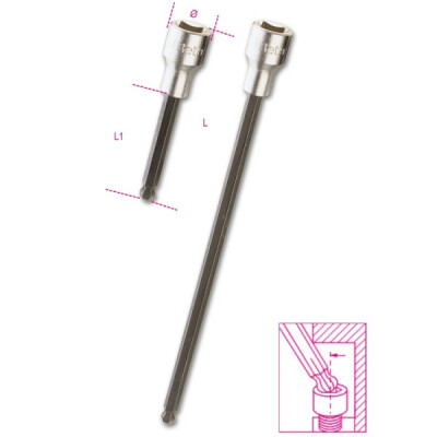 Douille mâle hexagonale à tête sphérique 7L MM